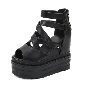 Leather Gladiator Shoes Y2K
