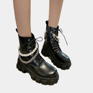 Leather Lace Up Black Boots