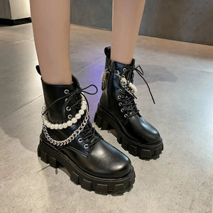 Leather Lace Up Black Boots