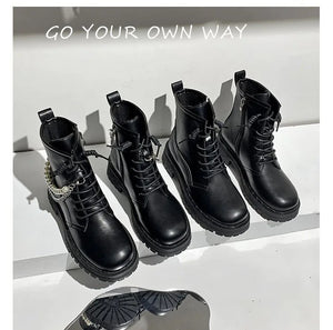 Leather Lace Up Black Boots