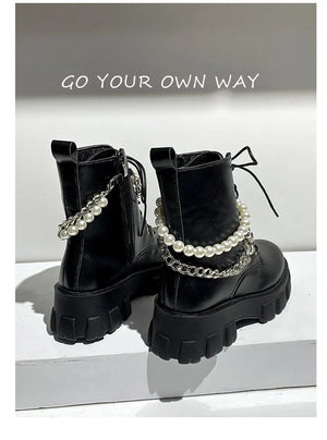 Leather Lace Up Black Boots