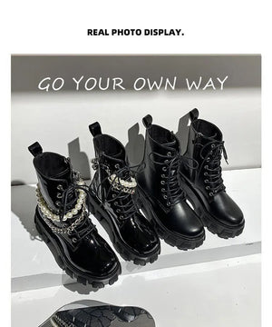 Leather Lace Up Black Boots