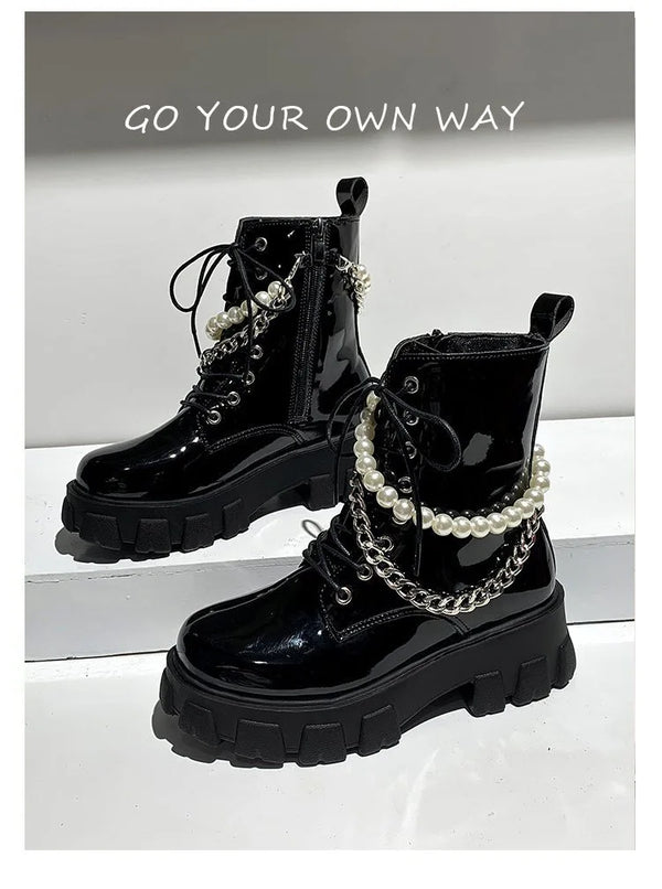 Leather Lace Up Black Boots