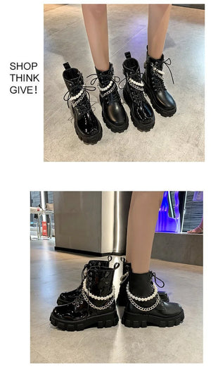 Leather Lace Up Black Boots