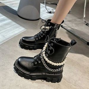 Leather Lace Up Black Boots