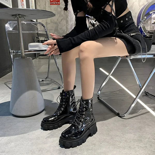 Leather Lace Up Black Boots