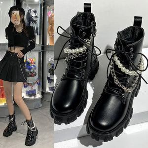 Leather Lace Up Black Boots