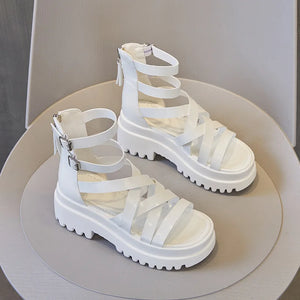 Leather Platform Chunky Sandals