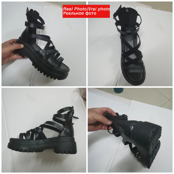 Leather Platform Chunky Sandals