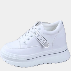 Leather Platform Sneakers White