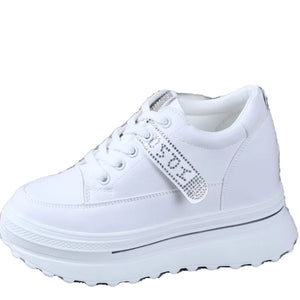 Leather Platform Sneakers White