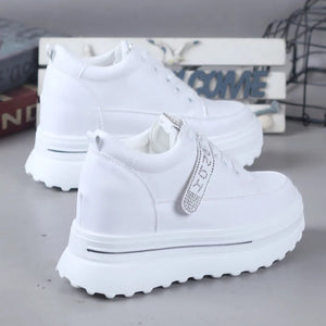 Leather Platform Sneakers White