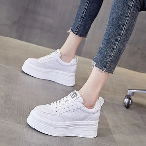 Leather Platform White Sneakers