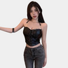 Leather Sleeveless Crop Top Bandage.