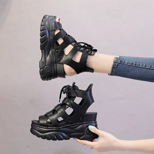 Leather Synthetic Chunky Sandals