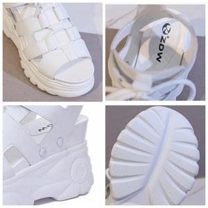 Leather Synthetic Chunky Sandals