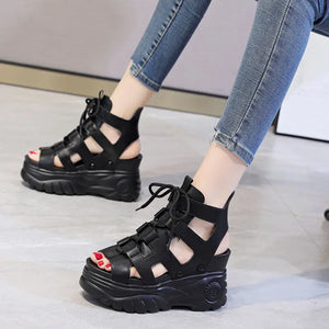 Leather Synthetic Chunky Sandals