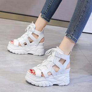 Leather Synthetic Chunky Sandals