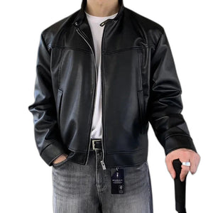 Leather Trendy Jacket Y2K - product view on white background