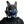Black cyberpunk helmet with an LED face screen and upright ears