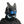Black cyberpunk helmet with an LED face screen and upright ears