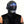 Black cyberpunk helmet with an LED face screen and upright ears