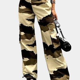 Leg Parachute Camo Cargo Pants