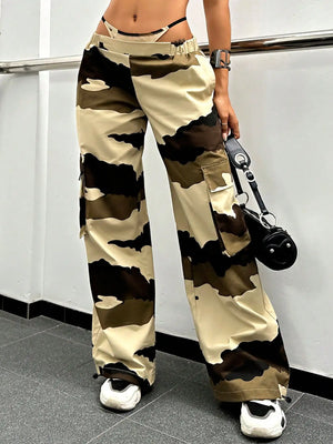 Leg Parachute Camo Cargo Pants