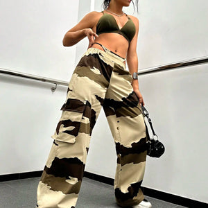 Leg Parachute Camo Cargo Pants