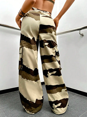 Leg Parachute Camo Cargo Pants