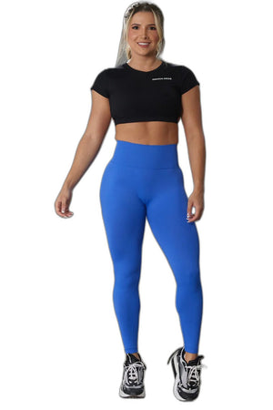 Leggings Blue Scrunch Butt - product view on white background