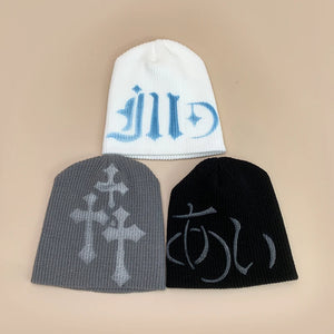 Letter Print Beanie Y2K
