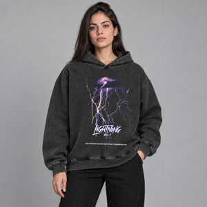 Lightning Graphic Y2K Hoodie – worn by a woman