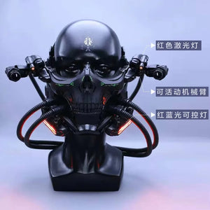 Podświetlany hełm cyberpunk szkielet z opisanymi wyróżnieniami świateł na ramionach, ruchomych ramion i świateł bocznych