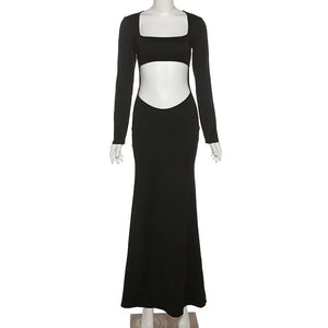 Long Black Cut Out Dress