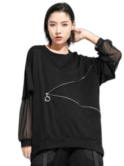 Camiseta Larga Negra Para Mujer