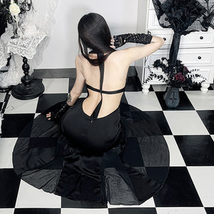 Long Goth Halter Dress