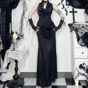 Long Goth Halter Dress