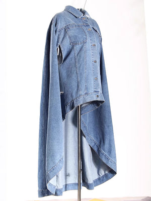 Long Irregular Denim Women Spring Jacket