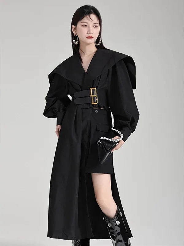 Long Sleeve Belt Black mini dress