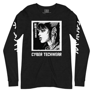 Long Sleeve Black And White Graphic Tee