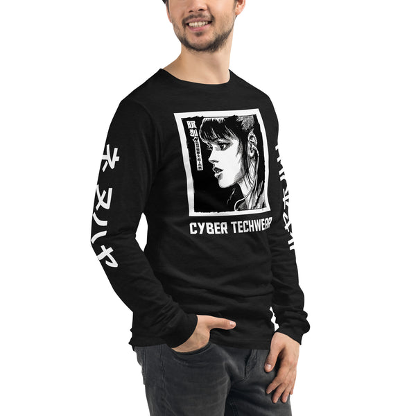 Long Sleeve Black And White Graphic Tee