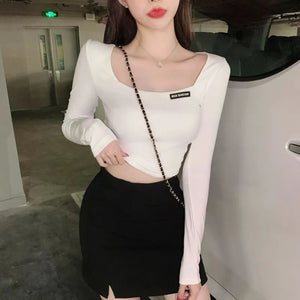 Long sleeve black crop top