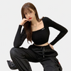 Long sleeve black crop top