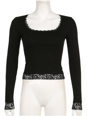 Long Sleeve Black Crop Tops