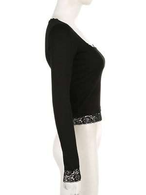 Long Sleeve Black Crop Tops