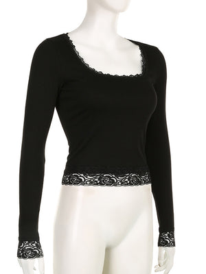 Long Sleeve Black Crop Tops