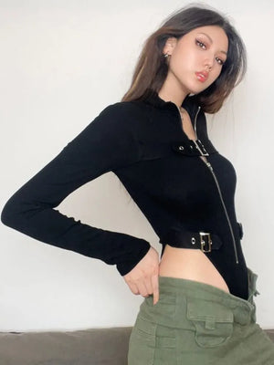 Long Sleeve Black Cut Out Bodysuit