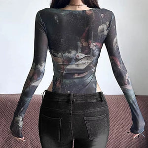 Long Sleeve Cut Out Bodysuit Cyber