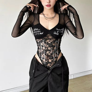 Long Sleeves Cut Out Bodysuit